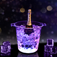 Seau à glace en plastique transparent avec poignée, logo personnalisé, refroidisseur de champagne, vin, bière pour bar, hôtel, mariage, fête