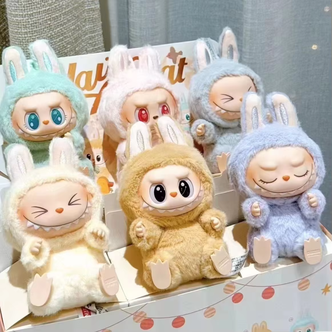 Labubu DADA SISI QUQU ZIZI BABA Sitting Plush Figure Toys