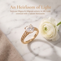 Bague Solitaire Ronde en Moissanite Vintage Personnalisée en Gros, Bagues de Fiançailles et de Promesse de Mariage Milgrain pour Femme, Bijoux