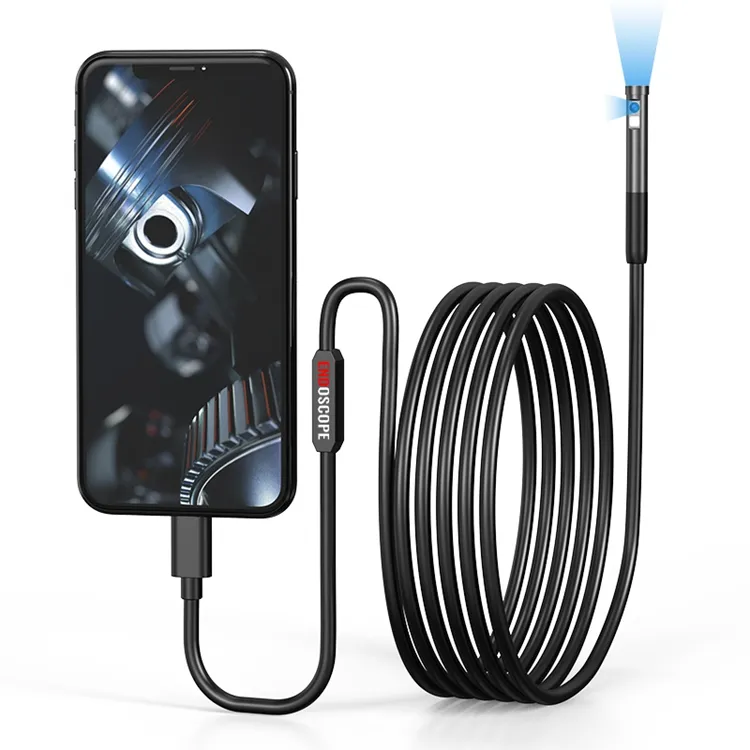 Caméra d'inspection endoscopique industrielle à double objectif 3m Type-C IOS Android Phone HD pour l'inspection des machines et les cavités murales des tuyaux
