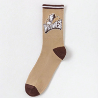 Chaussettes mi-mollet noires et blanches pour filles hiver mode dessin animé imprimé tricoté avec logo antibactérien sur le corps