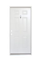 Porte d'entrée battante classique en acier à 6 panneaux, étanche, pour appartement et hôtel, à prix abordable