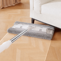 Serpillère plate mains libres avec manche en acier inoxydable et système de fixation, panneau de 38 cm, taux d'essorage élevé pour le nettoyage des sols humides/secs