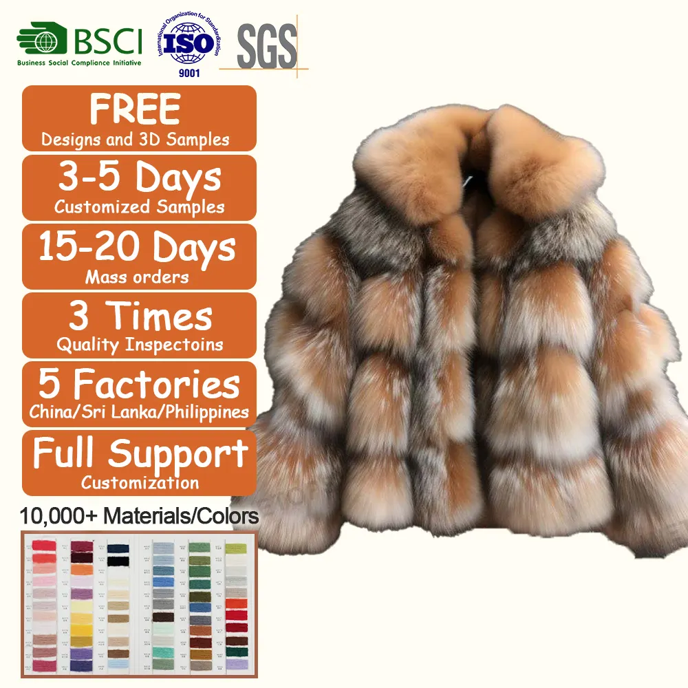 Chaqueta de piel de zorro Real para mujer, abrigo corto de invierno, talla grande, novedad de 2023