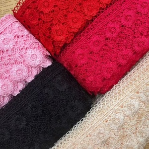 Pita Renda Bordir Bunga Poliester Berkualitas Tinggi Grosir, Renda Guipure Warna-warni untuk Jahitan Pakaian, Dekorasi DIY - Product Image 4