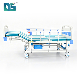 Lit d'hôpital manuel moderne à 5 manivelles et 5 fonctions, avec cadre en acier, dossier réglable et matelas avec trou pour potager - Product Image 4