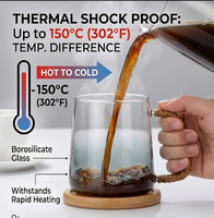 Mug en verre borosilicate de 16 oz, tasse à café avec couvercle respirant et poignée, résistant à la chaleur, style bureau, pour usage domestique