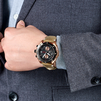 Montre pour garçon MEGIR 2074, bracelet en cuir véritable, étanche, lumineuse, date automatique, ensemble de montres de sport pour tous les types d'activités