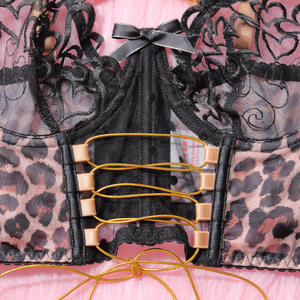 RUIYI pakaian dalam wanita seksi, tiga potong motif macan tutul, Set pakaian dalam seksi, sabuk Garter, pakaian dalam wanita - Product Image 4