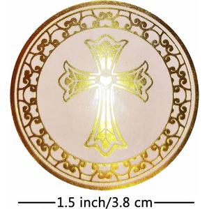 Pegatinas de Cruz de Papel Metálico, Pegatinas Religiosas Autoadhesivas de Papel Metálico, <span class=keywords><strong>Etiquetas</strong></span> Redondas - Product Image 2