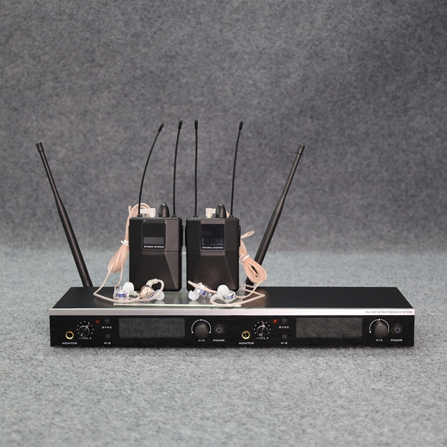 2-Channel UHF Stereo Wireless In-Ear Monitor System Compatible With Multiple Transmitters For Stage Audio