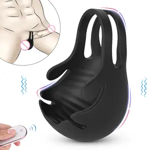 S-Hand Silikon Dual Magnet vibrierende Penis ringe Sexspielzeug Männer Penis Käfig Ärmel Hahn Vibrator Sexspielzeug für Männer