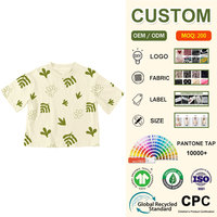 T-shirt unisexe pour enfants OEM, coupe ample à épaules tombantes, en coton épais, col rond, imprimé personnalisé, pour l'été, pour tout-petits