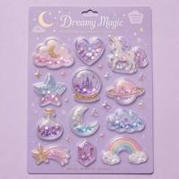 Autocollant adhésif UV personnalisable, durable, holographique, transparent, à paillettes liquides, motif shaker, taille et forme ajustables
