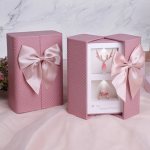 Valentine's Day Jewelry <b>Gift</b> <b>Box</b> High-end Double Door PU Leather LED Light Rectangular Ring Necklace Birthday <b>Gift</b> Packaging <b>Box</b> - Product Image 1