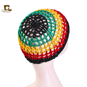 <span class=keywords><strong>Filet</strong></span> à <span class=keywords><strong>cheveux</strong></span> en maille crochetée multicolore style jamaïcain, en rayonne tricotée, type snood, couvre-chignon, ornement <span class=keywords><strong>pour</strong></span> <span class=keywords><strong>la</strong></span> <span class=keywords><strong>nuit</strong></span>, accessoires capillaires - Product Image 1