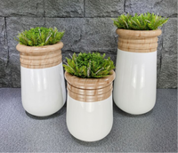 Pot de fleurs en métal de 24 pouces, écologique, léger, couleur blanc brillant, pour la maison et le jardin
