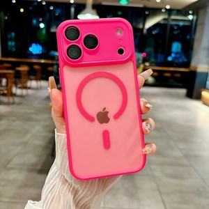Coques de téléphone magnétiques en PC TPU avec protection d'objectif pour iPhone 17 Pro Max 16 15 Plus 16e S25 Edge, finition mate givrée effet peau - Product Image 1