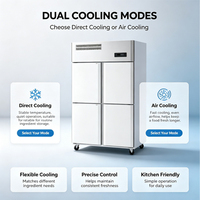Armoire réfrigérée verticale à double porte en verre, en acier inoxydable, refroidie par air, pour fruits, pour restaurants