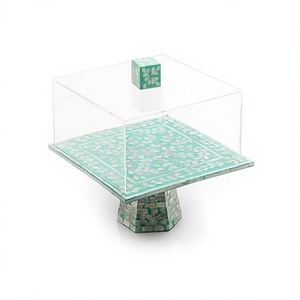 Soporte para chocolates con diseño de nácar y tapa acrílica, vajilla de diseño moderno, soporte para pasteles a precio económico. - Product Image 1