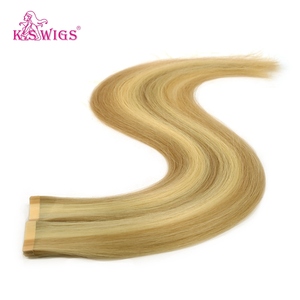 KSWIGS Top Raw <b>Tape</b> Hair Extensions 12A Remy Human Hair Full Cuticle Aligned Invisible Seamless Weft <b>Secure</b> Hold No Shedding - Product Image 2