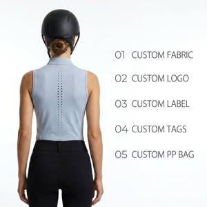 Haut de base équestre sans manches pour femme, col montant, fermeture éclair 1/4, en viscose, anti-humidité, respirant, de luxe, professionnel, pour l'équitation - Product Image 2