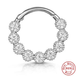 Poennis Cơ Thể Con Người Xỏ Sụn Vòng Hoop Mũi Vòng Bông Tai Với Cubic-Zirconia Sterling Bạc Mũi Nhẫn - Product Image 3