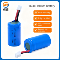 بطارية ليثيوم قابلة لإعادة الشحن Weixin 16280 بجهد 37 فولت مع لوحة حماية وأسلاك توصيل، معتمدة من KC للإلكترونيات الاستهلاكية