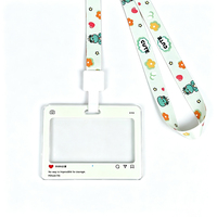 Porte-clés mignon en plastique transparent pour pièces de monnaie, étui souple en PVC pour cartes d'identité de jeu de dessin animé, breloque de lanière, accessoire anti-perte pour sac