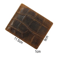 Dompet Pendek Andong untuk Pria, Kulit Sapi Asli, Gaya Retro Keren, Tempat Kartu, Motif Kulit Buaya, Dompet Pria