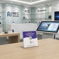 Autocollant de table NFC en PVC |   Carte PVC NFC personnalisée avec logo 100 mm, étiquette NFC, carte de médias sociaux, étanche, avis Google, plaque RFID PVC
