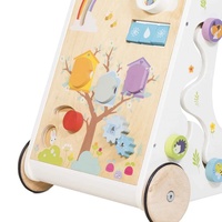 Nouveau design 2024 : Trotteur d'activités en bois pour bébé avec cuisine de jeu, poussette en bois pour enfants, trotteur à pousser pour bébé KT1108