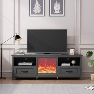 Soporte de TV negro DB de 70,08 pulgadas con 2 cajones y 4 compartimentos de almacenamiento de alta capacidad para uso en el dormitorio de la sala de estar - Product Image 5