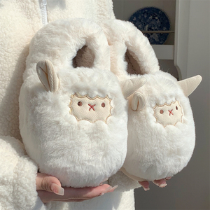 Ce/ASTM sang trọng Dép bán buôn dễ thương đáng yêu trắng nâu cừu Dép plushies mùa đông trong nhà Dép cho người phụ nữ cô gái Unisex - Product Image 2