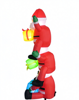 Père Noël gonflable de 1,80 m de haut, empilé sur trois niveaux, décoration de Noël, lumière LED, polyester