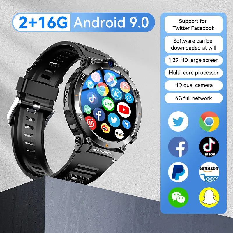 Nieuwste Android Telefoongesprek Sport Smartwatch Fabrikant Video Call Dual Chip Dual Systeem Mannen Gps 2G Smart Watch