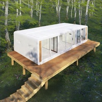 Rumah Kapsul Prefab 60m2 Dua Unit Terpadu, Rumah Modular Pra-rakit, Kabin Glamping, Unit Resor Hutan Modular