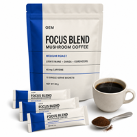 Café aux champignons avec Crinière de lion, Chaga et Cordyceps, Mélange Focus, Boisson à faible teneur en caféine pour l'énergie et le soutien immunitaire
