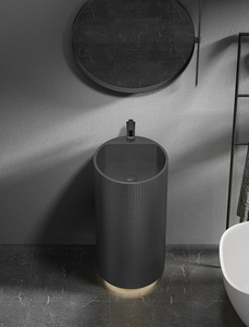 Lavabo moderne <span class=keywords><strong>en</strong></span> acier inoxydable finition brossée, sur pied, résistant à l'eau, facile à nettoyer, garantie 3 ans - Product Image 1