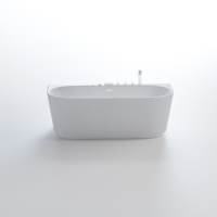 Baignoire autoportante de luxe à parois cannelées en acrylique, profonde, avec jets de massage à air et accoudoirs, pour salle de bain moderne et spa