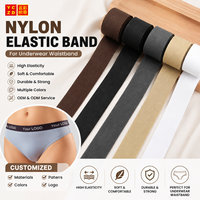 Bande élastique ouverte en nylon noir de 25 mm, jacquard doré, personnalisée pour usine OEM/ODM, pour la couture de vêtements et d'accessoires.