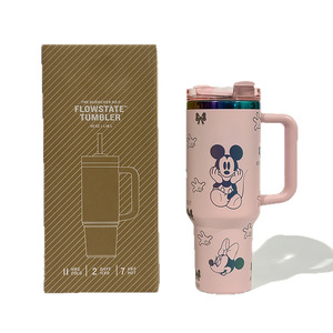 Bottiglia Termica in Acciaio Inox con Incisione Laser, Manico e Cannuccia, Tazza Termica Personalizzata con Animale Cartoon Topo 40oz - Product Image 5