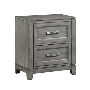 Gray Finish Nightstand With 2 <b>Drawers</b> Wooden Bedroom Furniture 1pc - Product Image 3