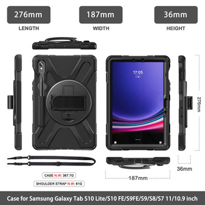 Completo corpo Anti-graffio in Silicone e robusto custodia PC per Samsung <span class=keywords><strong>Galaxy</strong></span> <span class=keywords><strong>Tab</strong></span> S10 <span class=keywords><strong>Lite</strong></span> X400 costruito in supporto e tracolla - Product Image 3