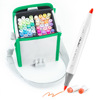 Ohuhu NOUVEAU Emballage 48 Couleurs Marqueurs d'Art à Double Pointe à Base d'Alcool, Pinceau & Ciseau, Livré avec 1 Mélangeur pour le Dessin, la Coloration pour Adultes