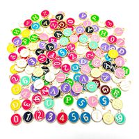 Breloques en émail rondes double face avec 26 lettres, pendentifs alphabet et chiffres, accessoires pour la fabrication de bijoux DIY, 50 pièces/sac