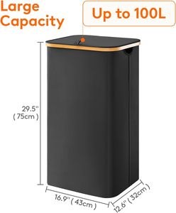 JQ 100L Lớn Có Thể Gập Lại Giặt Giỏ Với Nắp Quần Áo Giặt ủi Hampers Cho Phòng Ngủ Phòng Tắm Ký túc xá Giặt ủi Phòng - Product Image 2