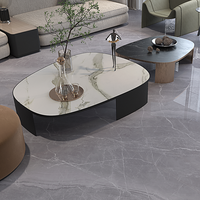 Carrelage en porcelaine imitation marbre argenté Iranien 900x1800mm, 6 faces polies, étanche, pour sol et mur, hôtel