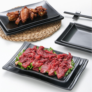 Plats de marmite commerciaux assiettes noires en plastique assiettes de restaurant en mélamine <span class=keywords><strong>rectangle</strong></span> de sushi profond - Product Image 3