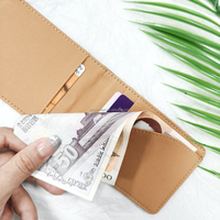 2024 Factory Vintage Contract Color PU Leather Cash Dull Polish Card Sleeve Bifold Leather Wallet para hombres